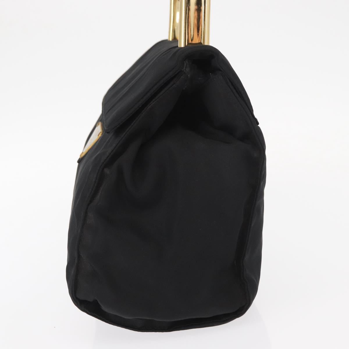 PRADA Hand Bag Nylon Black gold