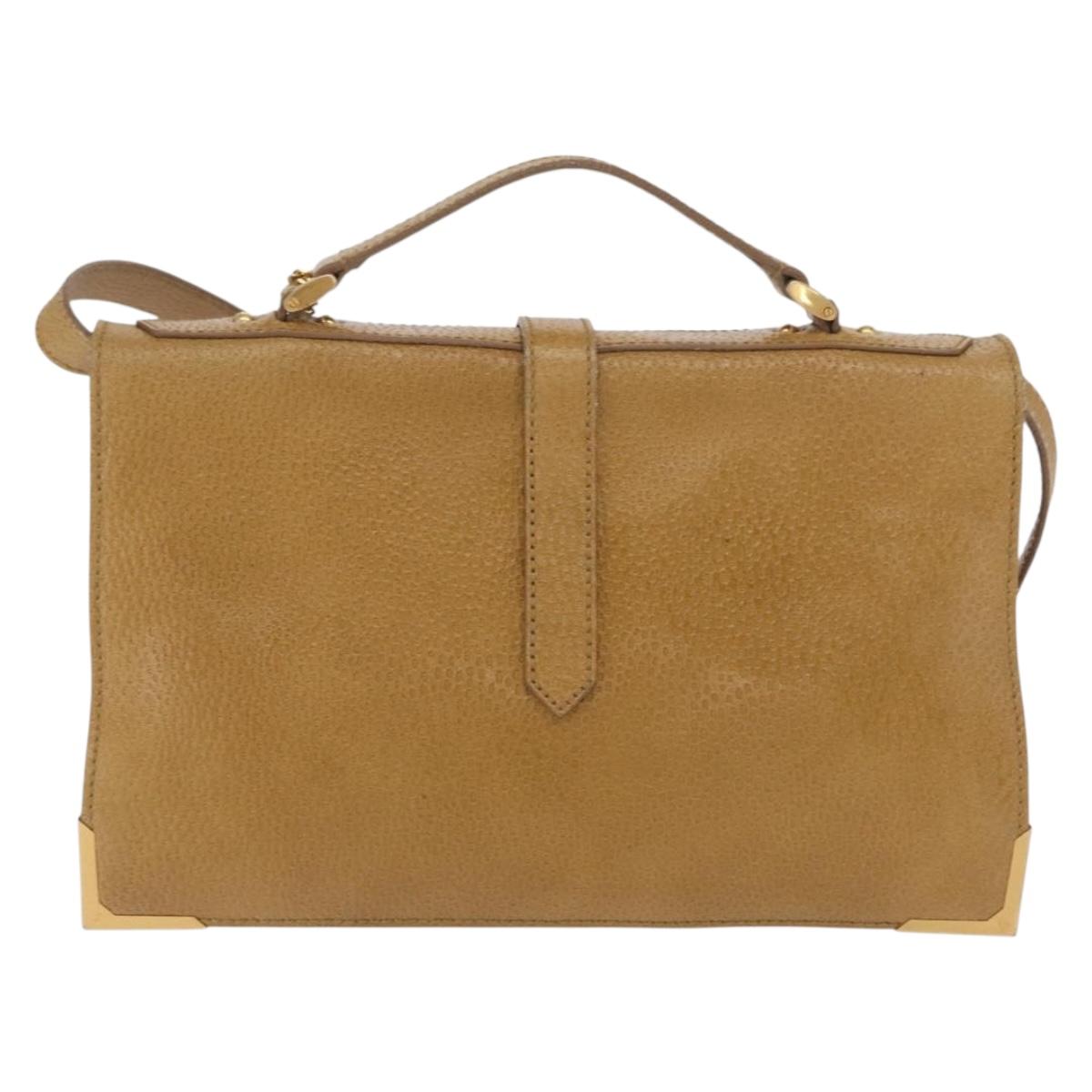 FENDI Hand Bag Leather 2way Brown Gold
