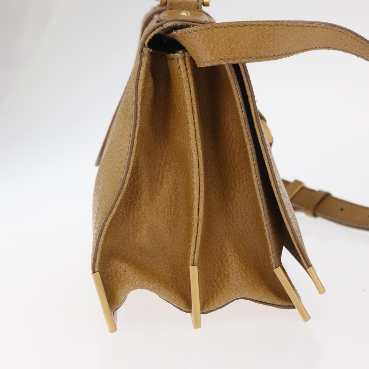 FENDI Hand Bag Leather 2way Brown Gold