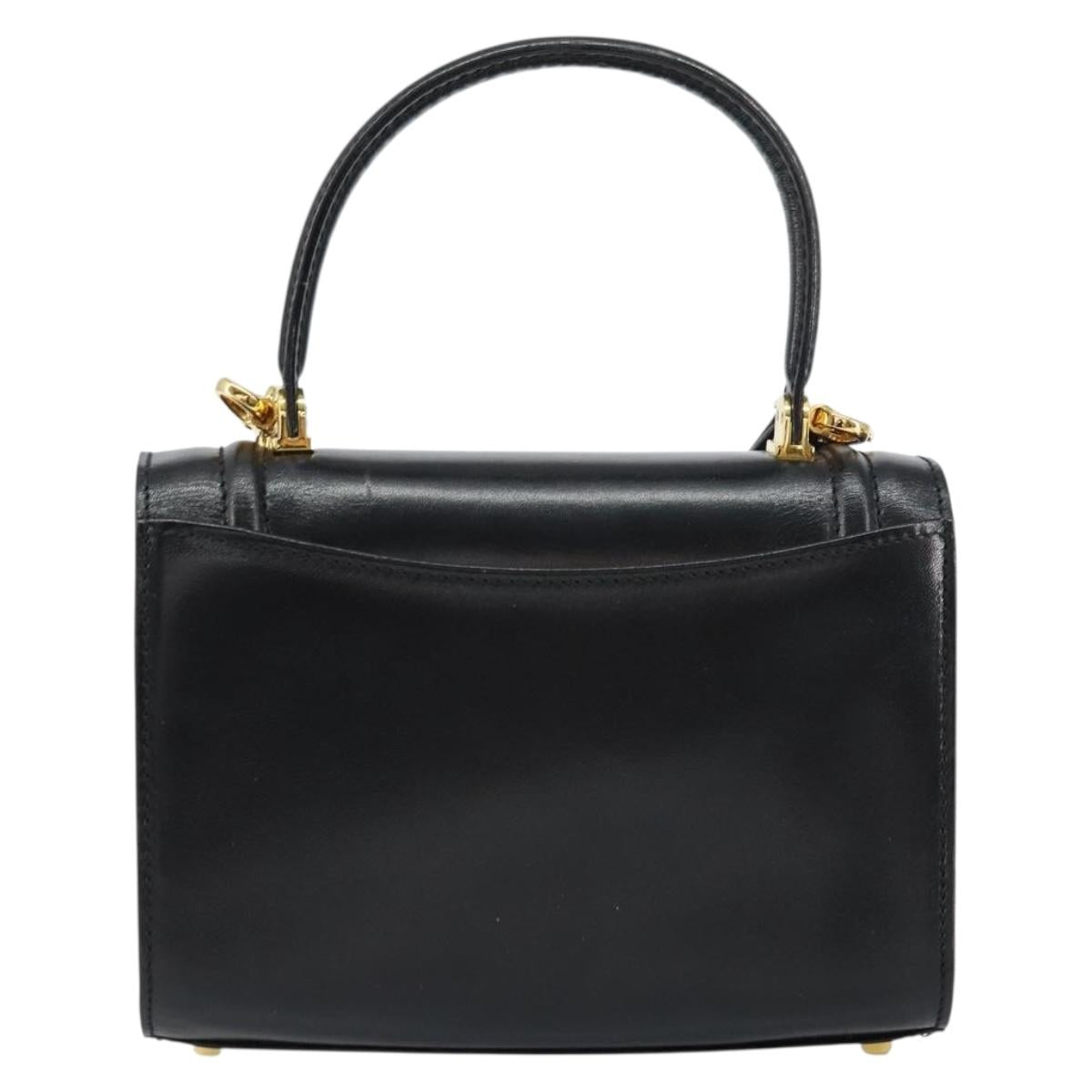 BALLY Hand Bag Leather 2way Black Gold