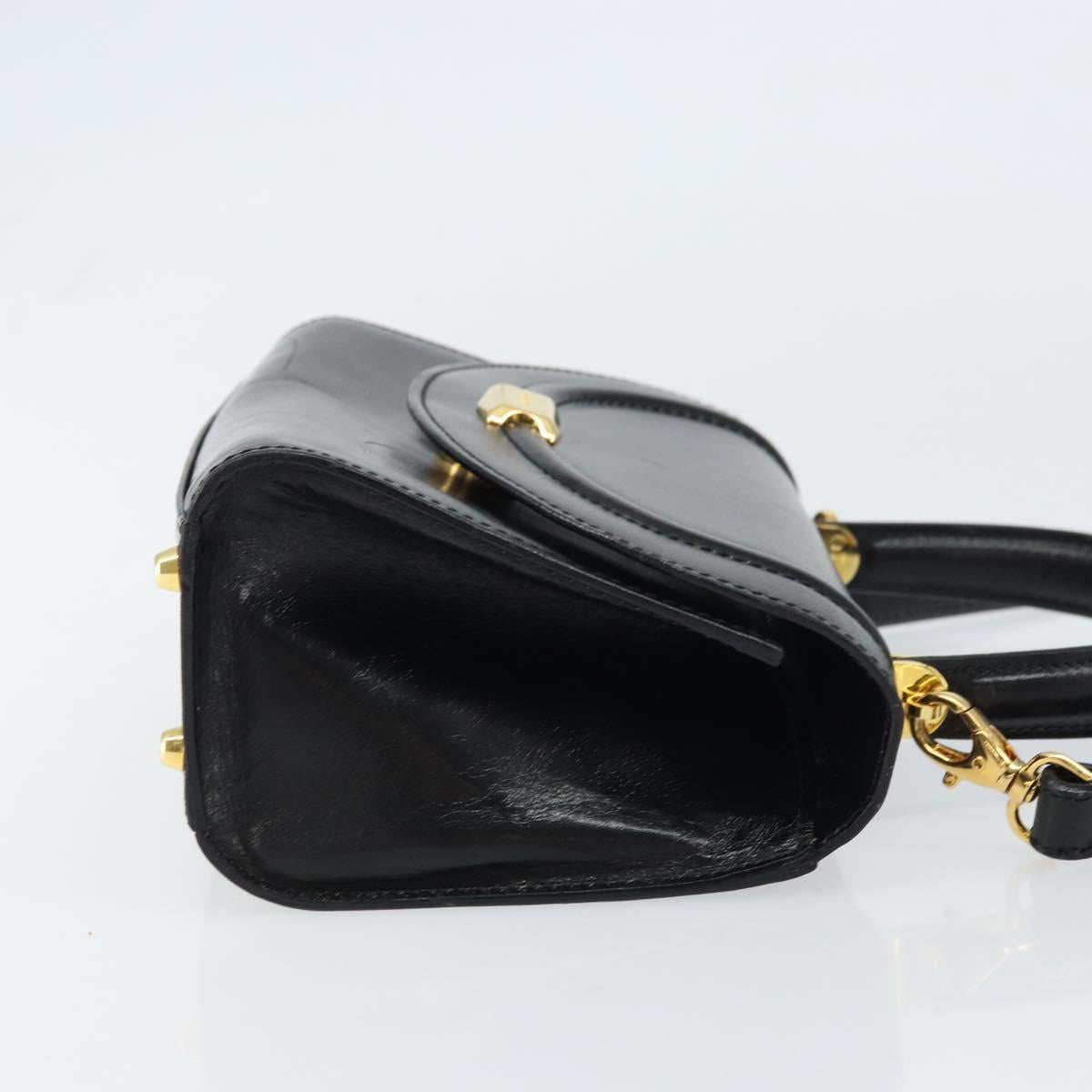 BALLY Hand Bag Leather 2way Black Gold