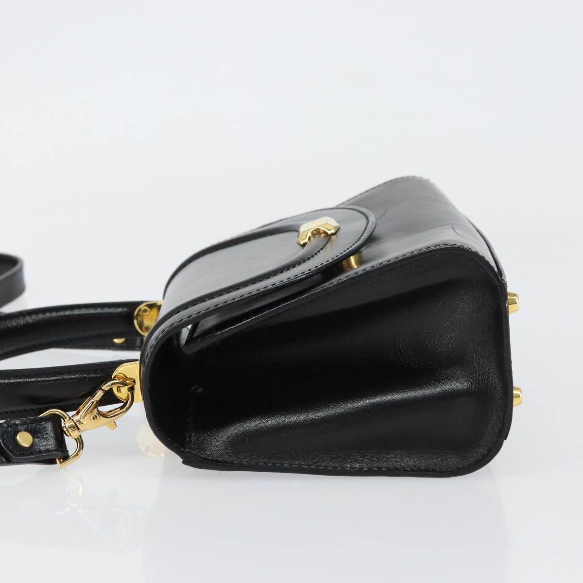 BALLY Hand Bag Leather 2way Black Gold