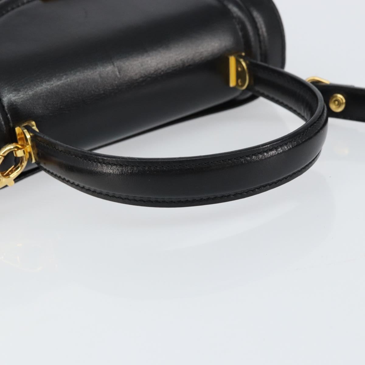 BALLY Hand Bag Leather 2way Black Gold