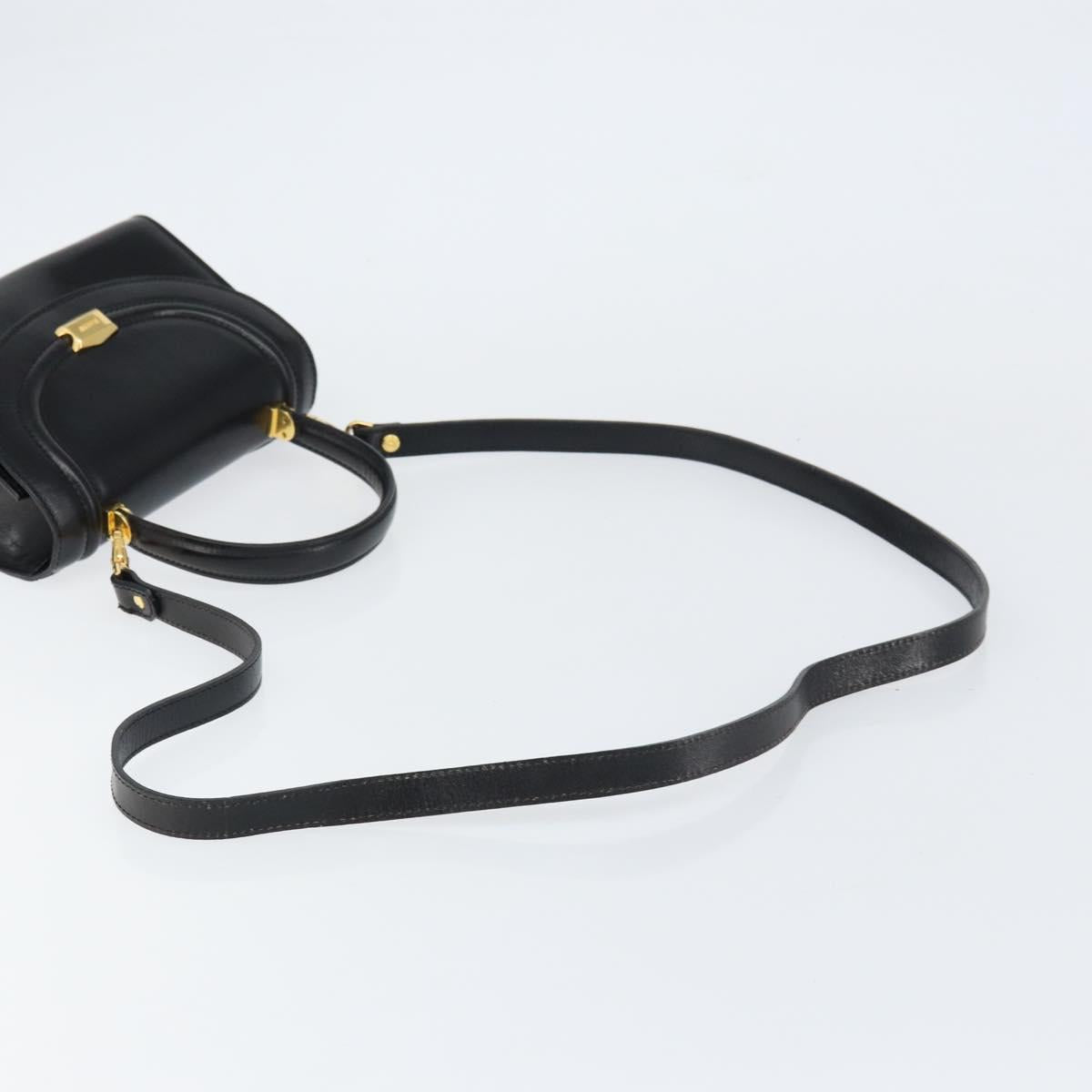 BALLY Hand Bag Leather 2way Black Gold