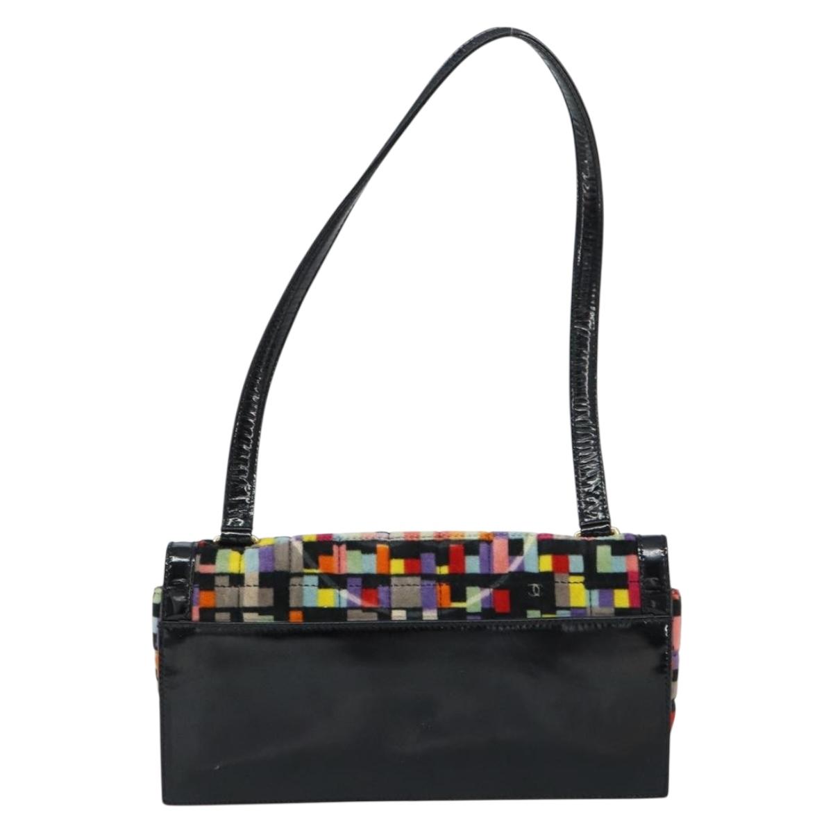 CHANEL 2.55 Shoulder Bag Velor Multicolor Gold CC