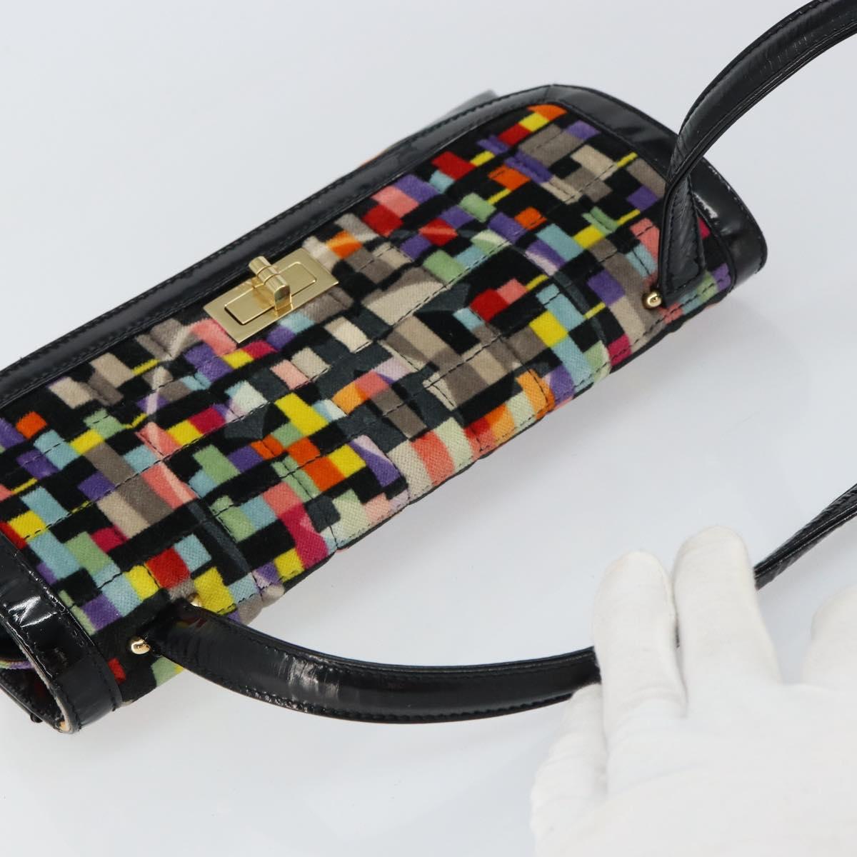 CHANEL 2.55 Shoulder Bag Velor Multicolor Gold CC
