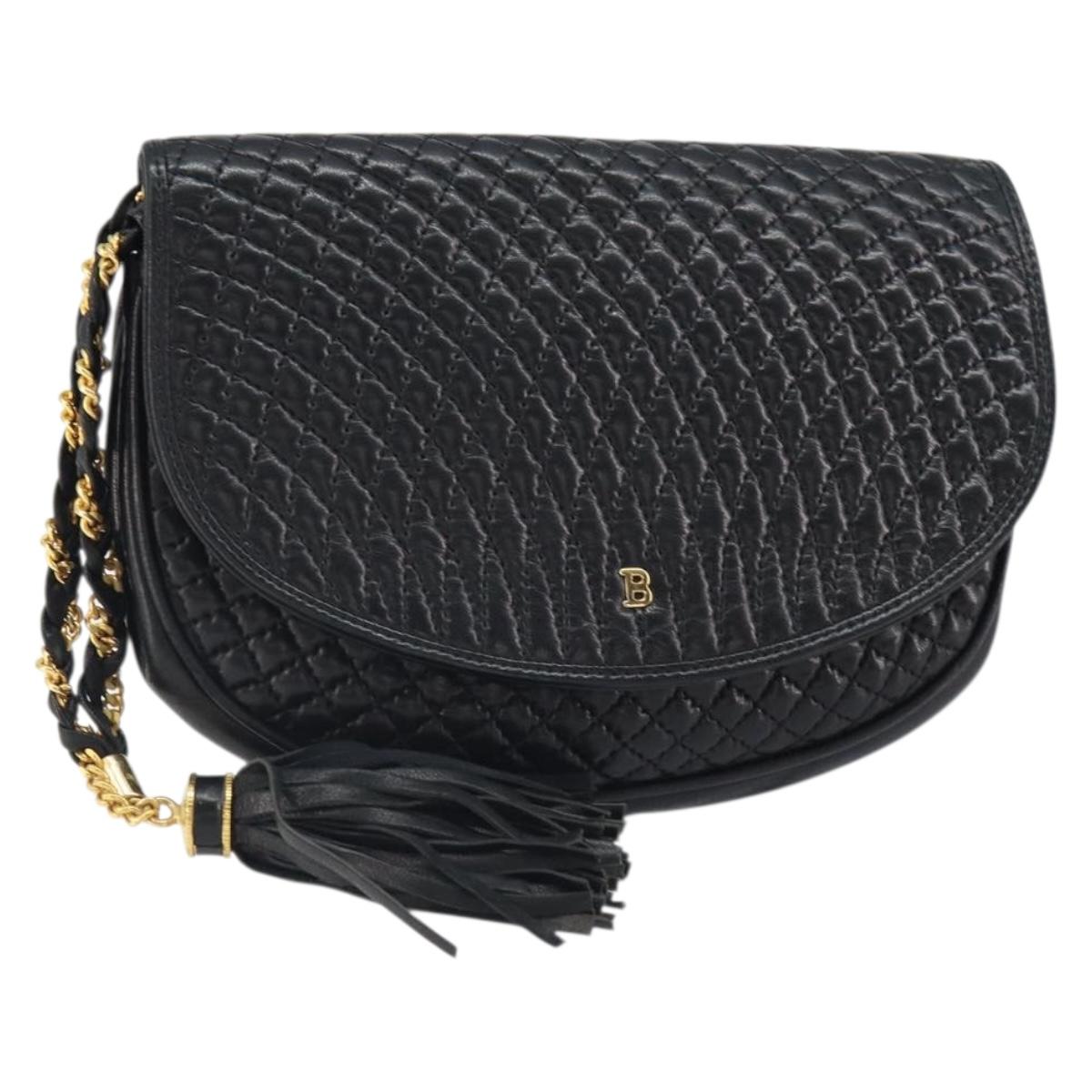BALLY Pouch Leather Black Gold