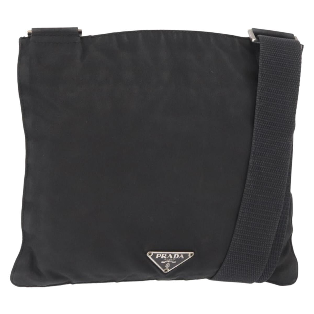 PRADA Shoulder Bag Nylon Black Silver