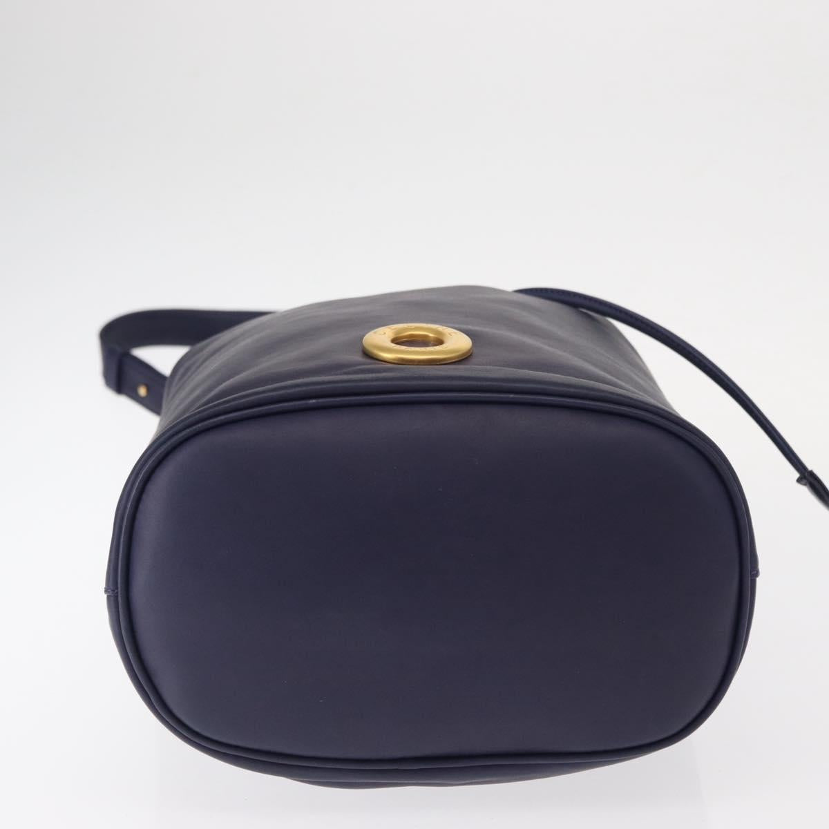CELINE Circle Shoulder Bag Leather Navy Gold