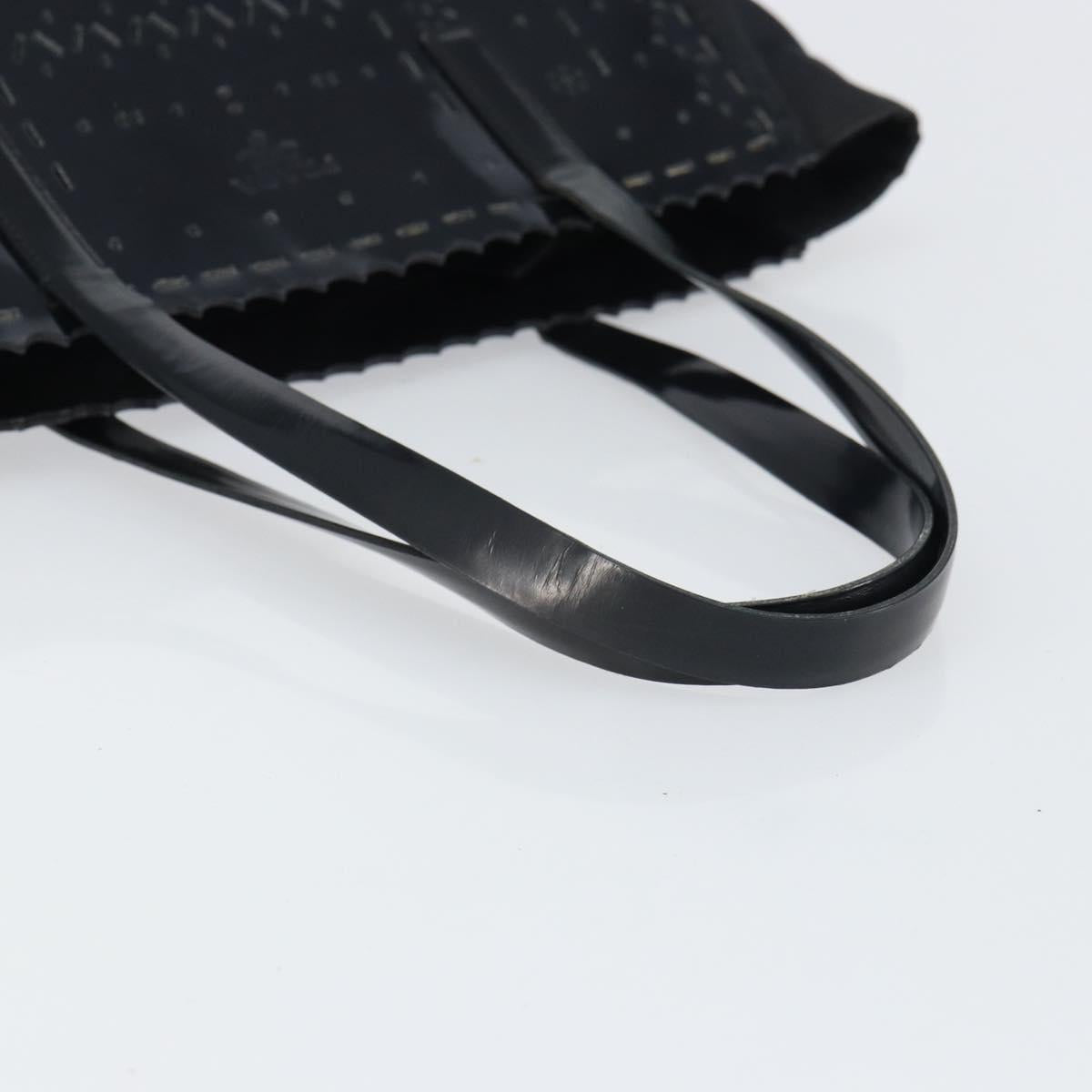 PRADA Hand Bag Enamel Black Silver