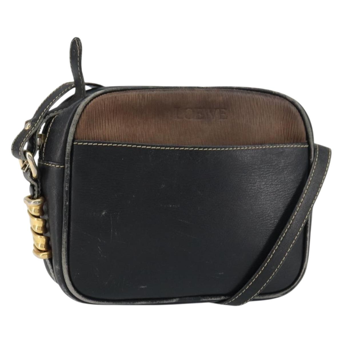 LOEWE Shoulder Bag Leather Black Gold