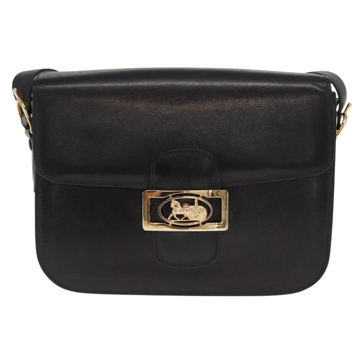 CELINE Shoulder Bag Leather Black Gold