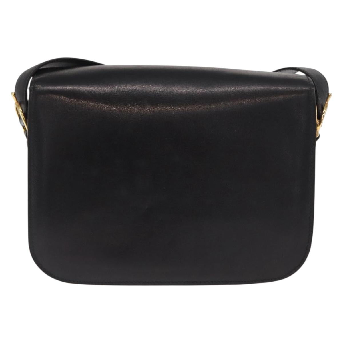 CELINE Shoulder Bag Leather Black Gold