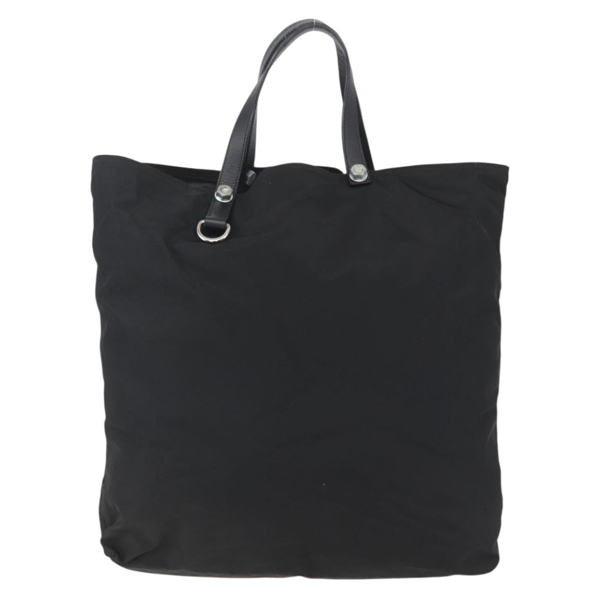 PRADA Tote Bag Nylon Black Silver