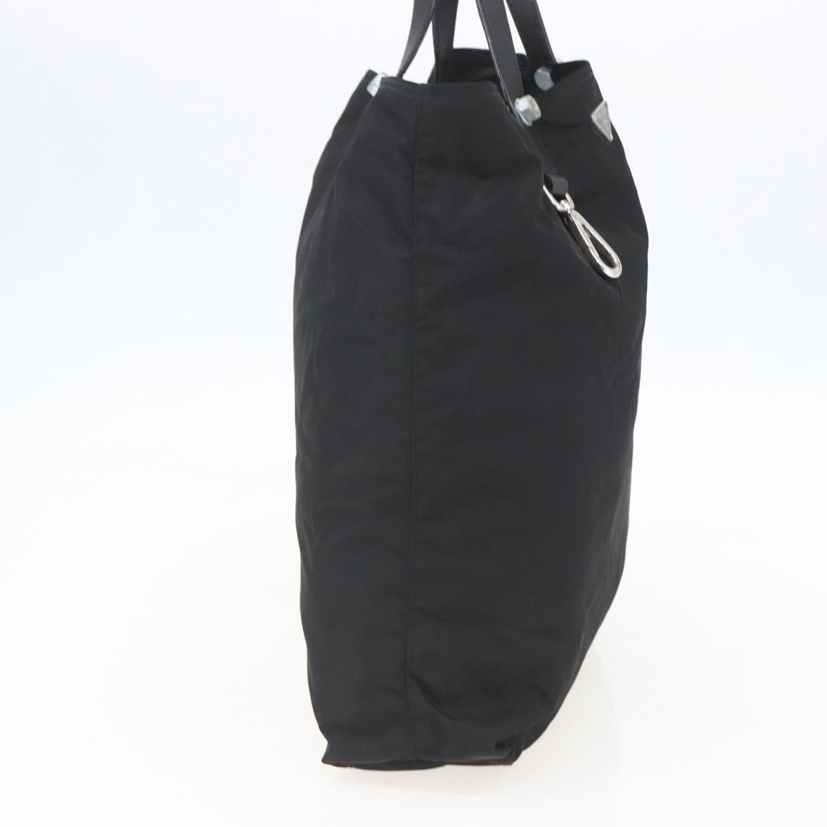 PRADA Tote Bag Nylon Black Silver