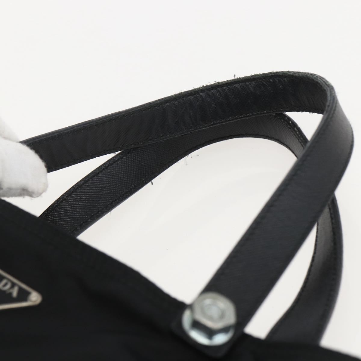 PRADA Tote Bag Nylon Black Silver