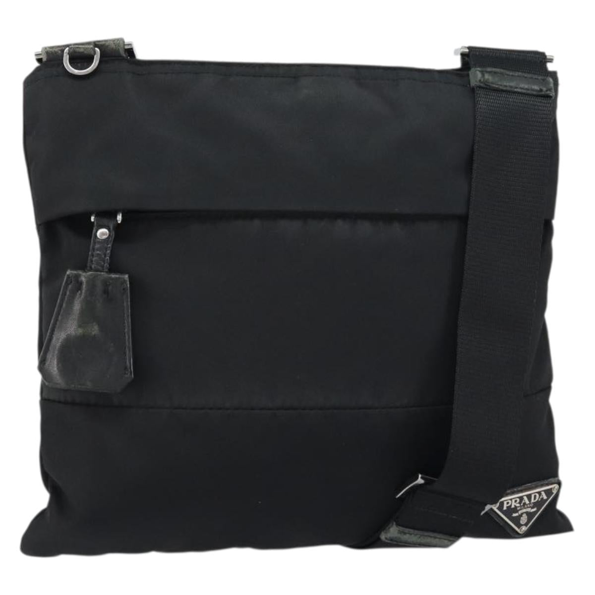 PRADA Shoulder Bag Nylon Black Silver