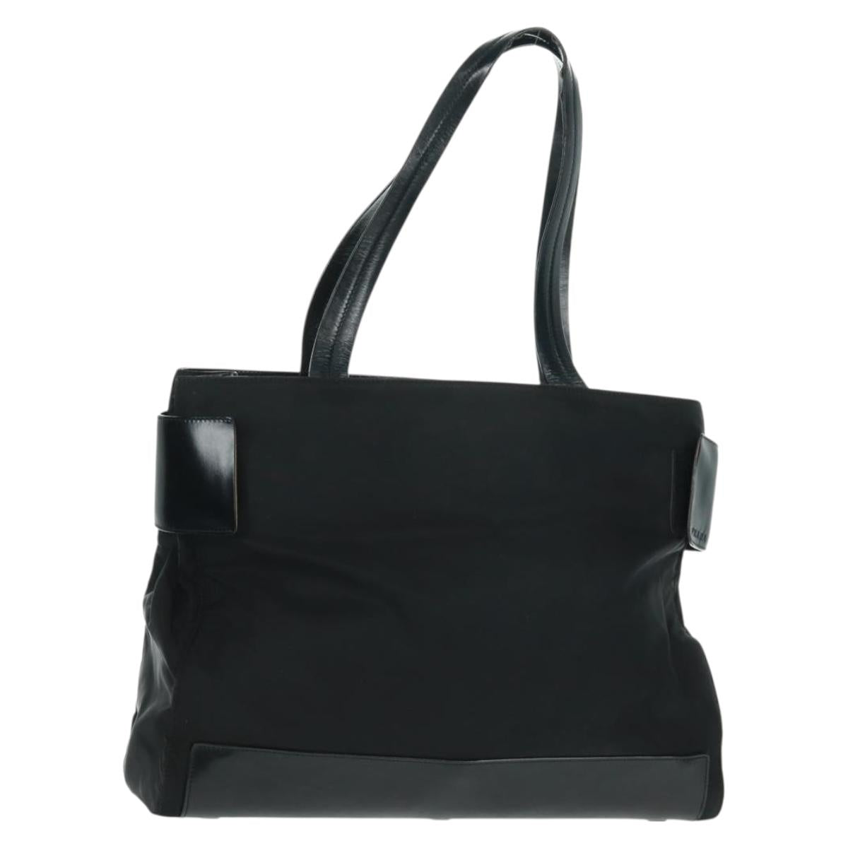 PRADA Tote Bag Nylon Black Silver