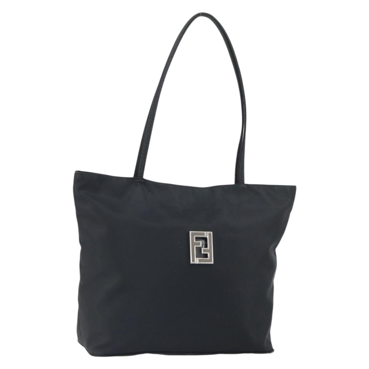 FENDI Tote Bag Nylon Black Silver