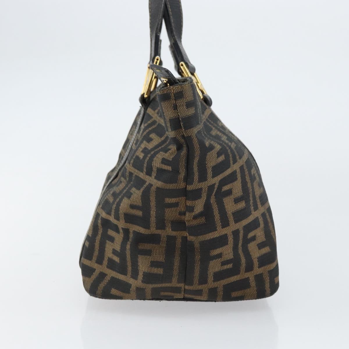FENDI Zucca Canvas Hand Bag Black Brown
