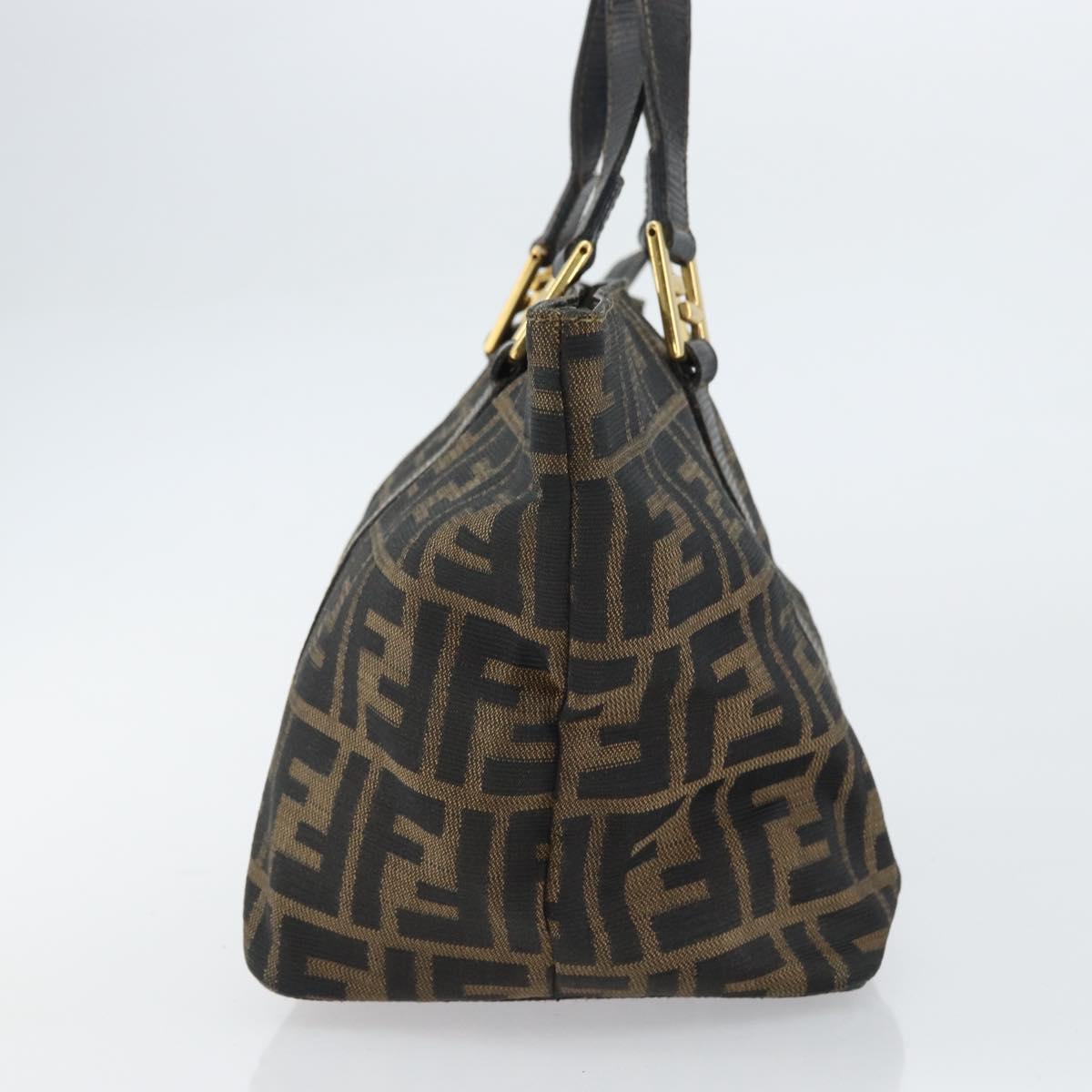 FENDI Zucca Canvas Hand Bag Black Brown