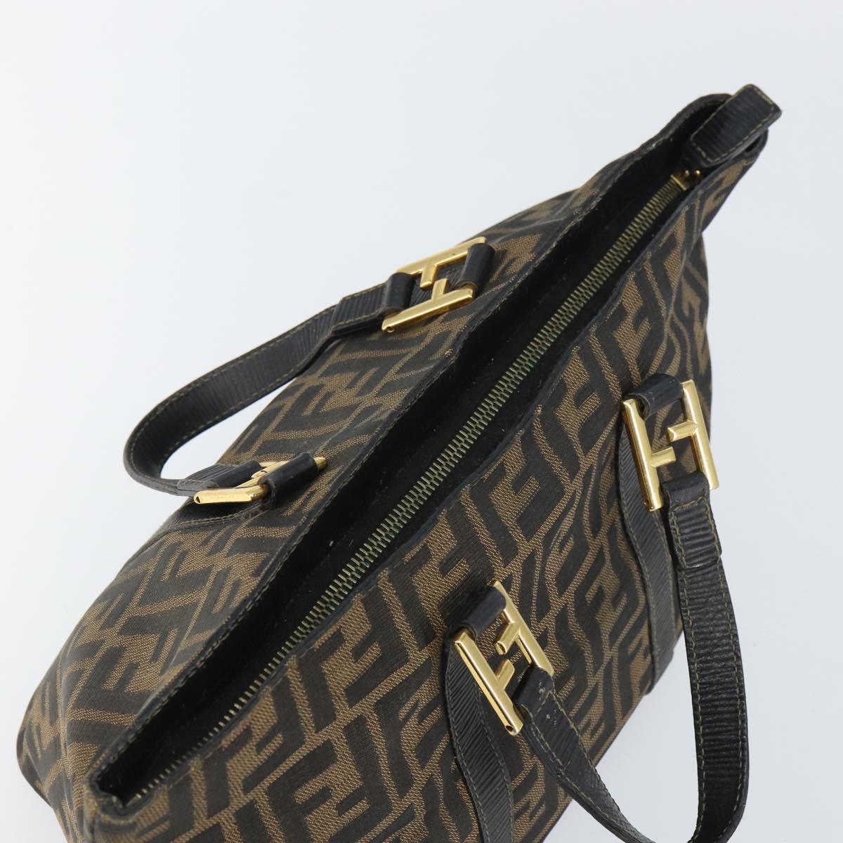 FENDI Zucca Canvas Hand Bag Black Brown