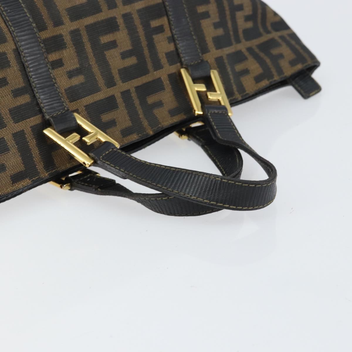 FENDI Zucca Canvas Hand Bag Black Brown