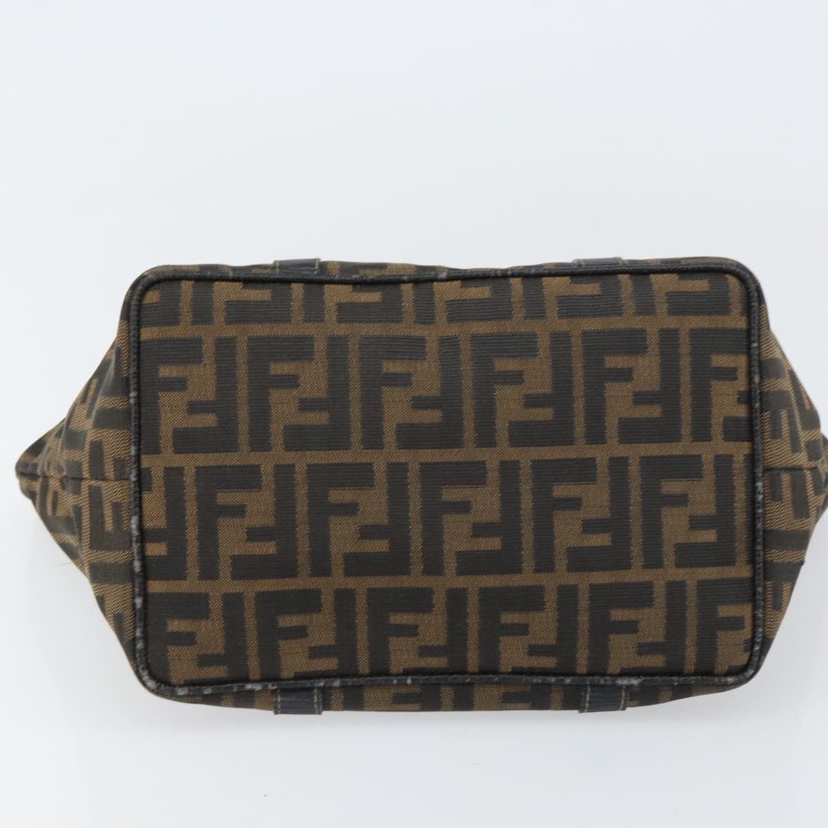 FENDI Zucca Canvas Hand Bag Black Brown