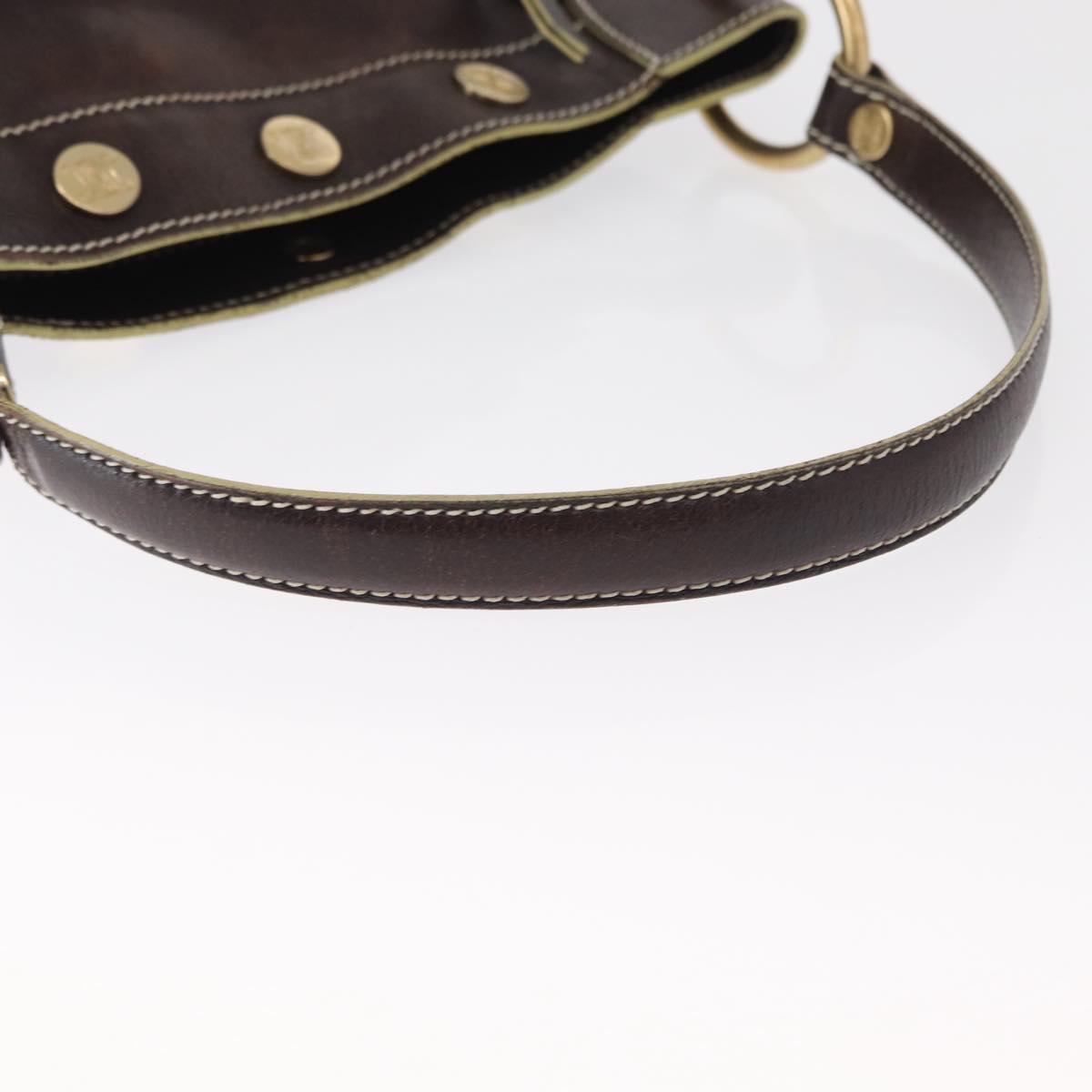 CELINE Shoulder Bag Leather Dark Brown Gold