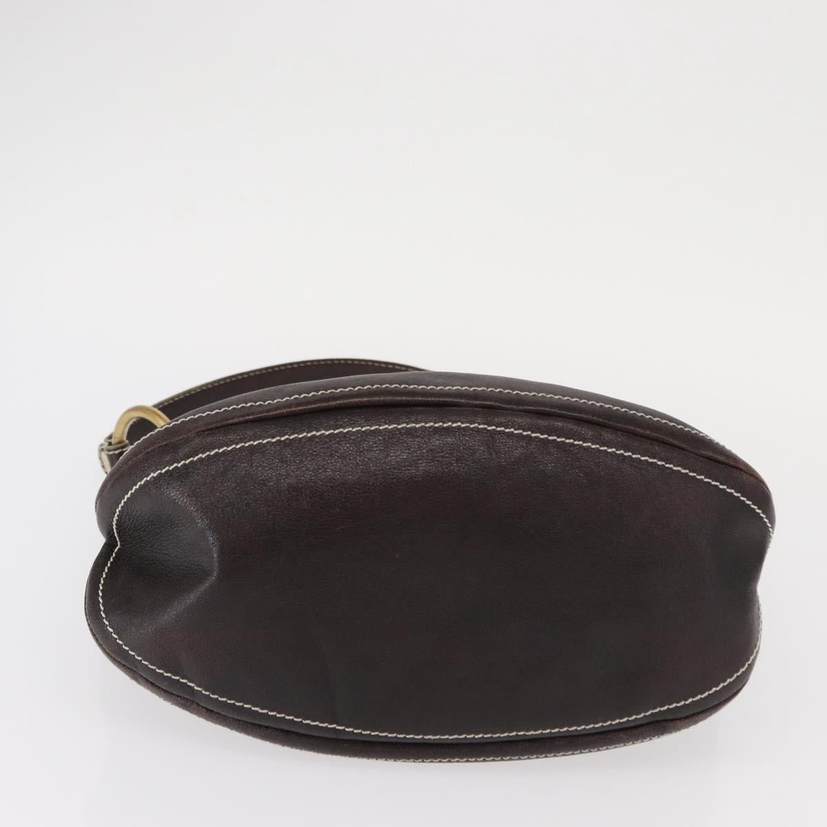 CELINE Shoulder Bag Leather Dark Brown Gold
