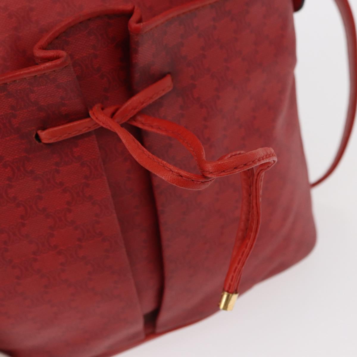 CELINE Macadam Canvas Shoulder Bag Red Gold