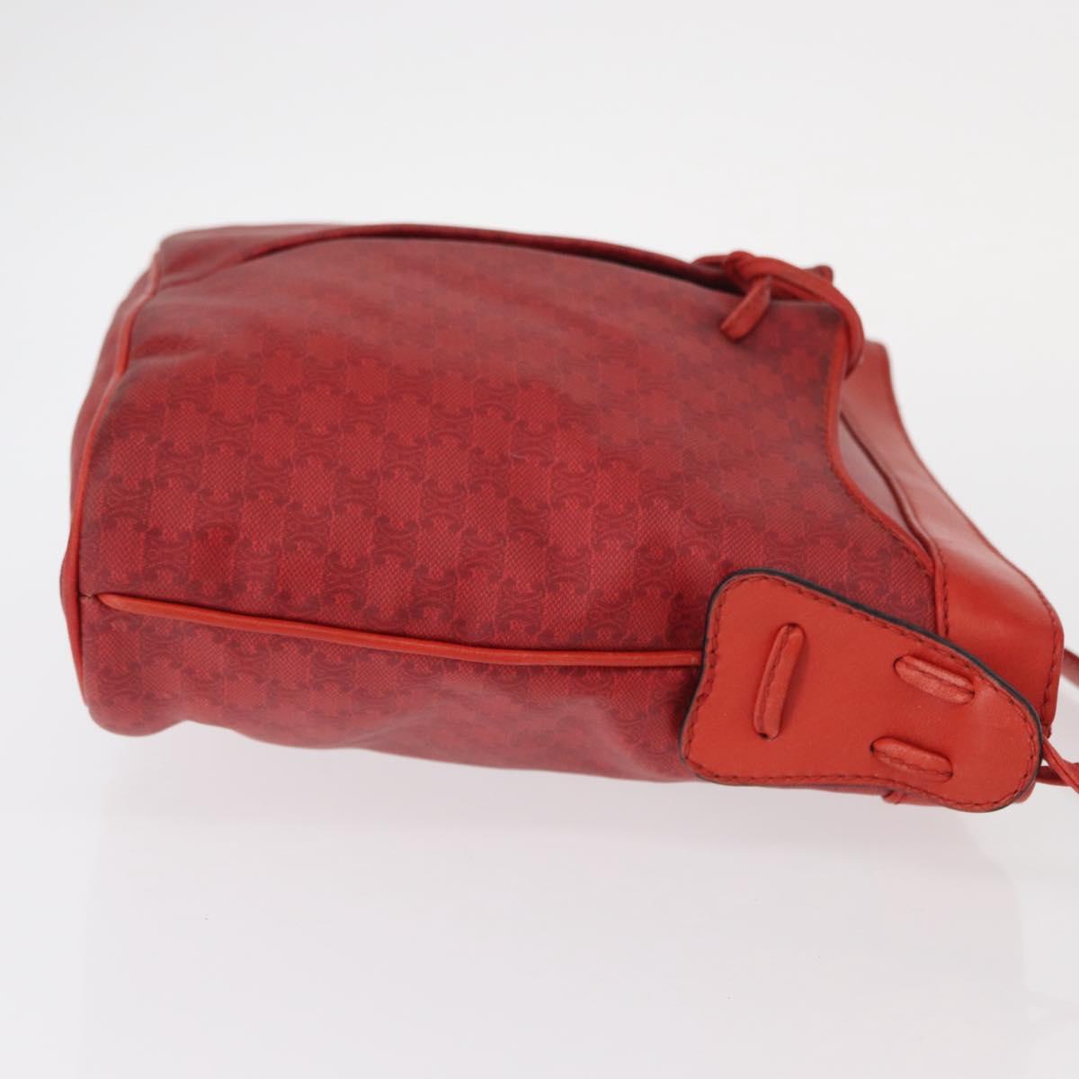 CELINE Macadam Canvas Shoulder Bag Red Gold