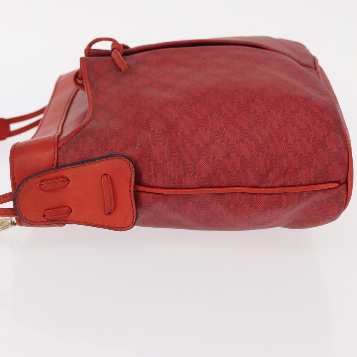 CELINE Macadam Canvas Shoulder Bag Red Gold