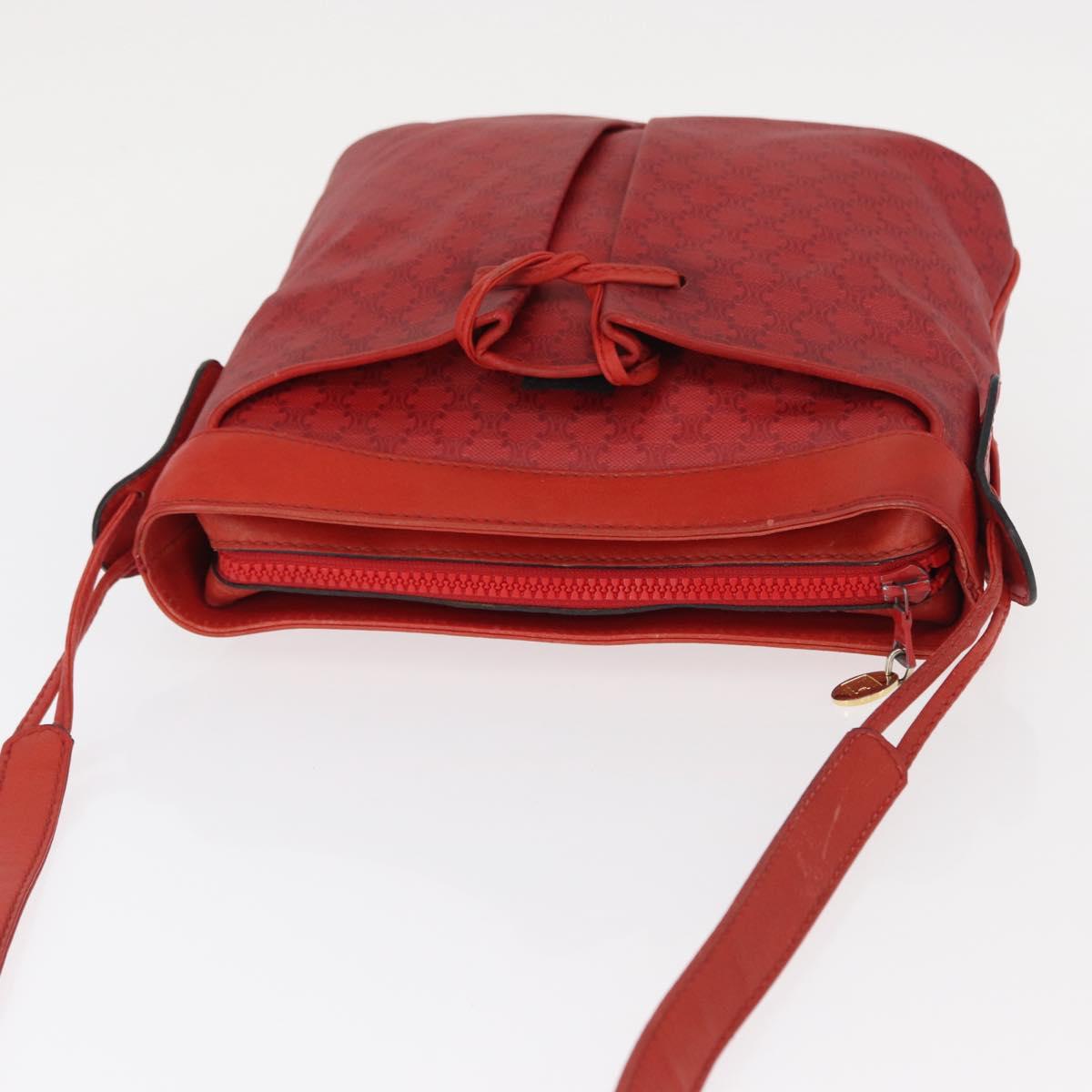 CELINE Macadam Canvas Shoulder Bag Red Gold