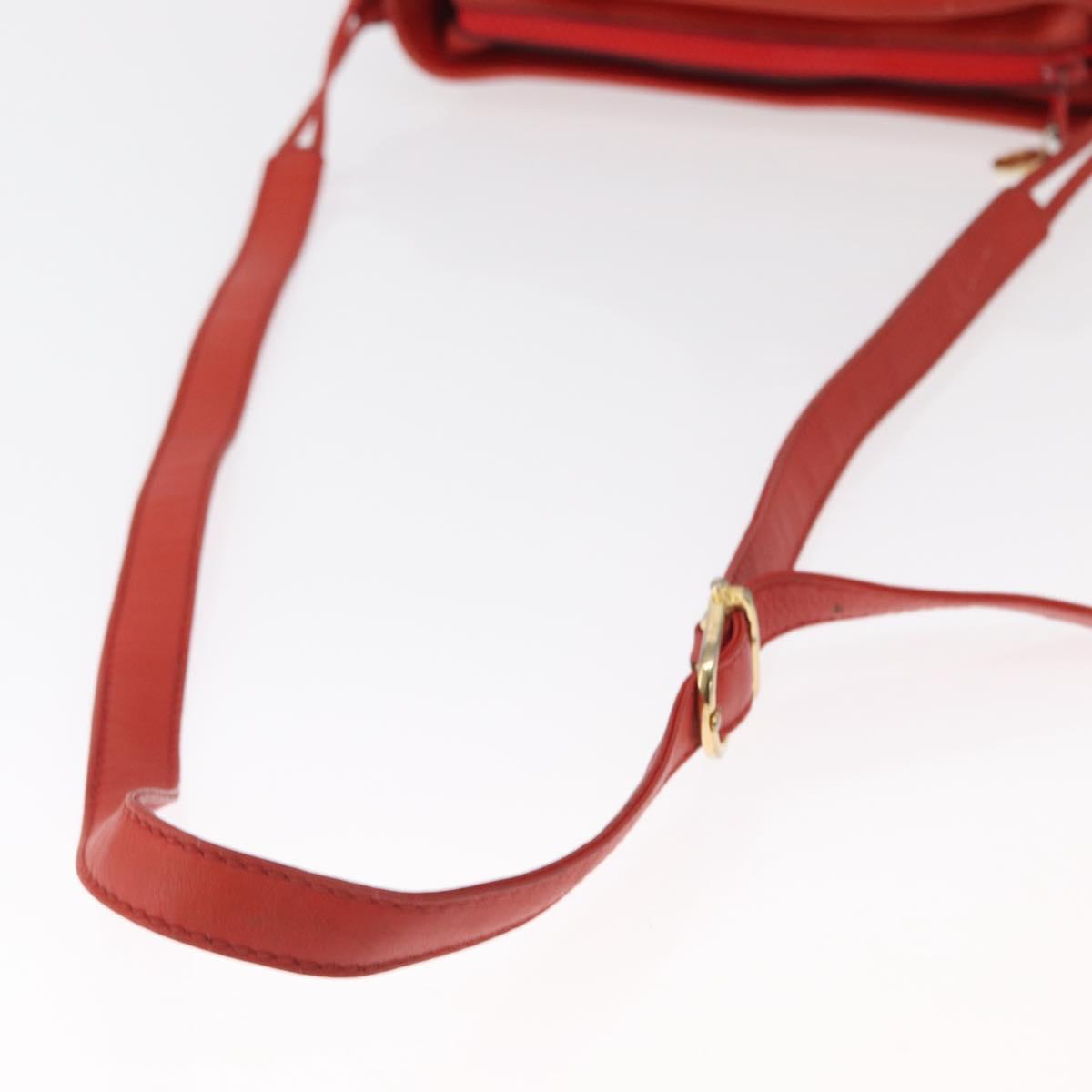 CELINE Macadam Canvas Shoulder Bag Red Gold