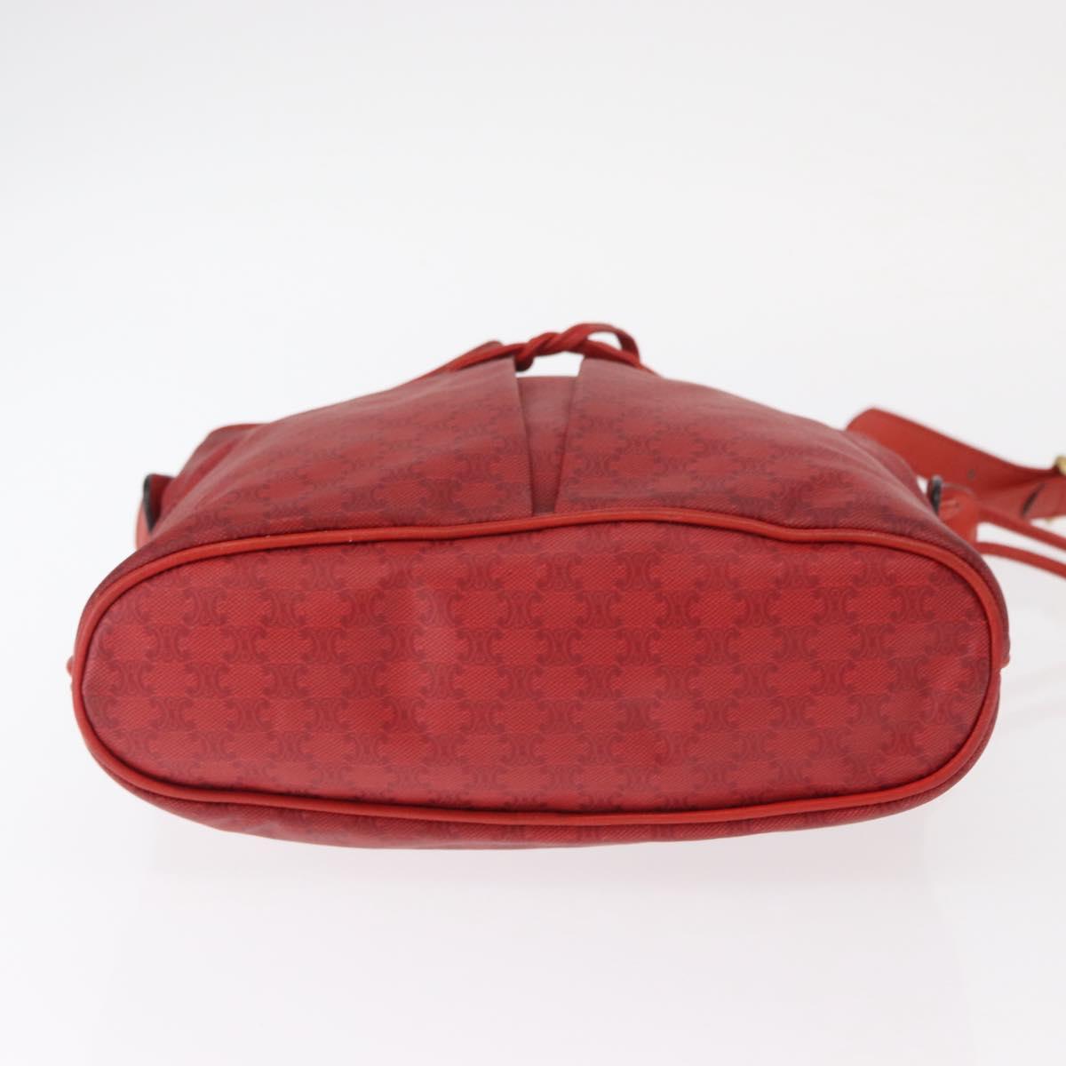 CELINE Macadam Canvas Shoulder Bag Red Gold
