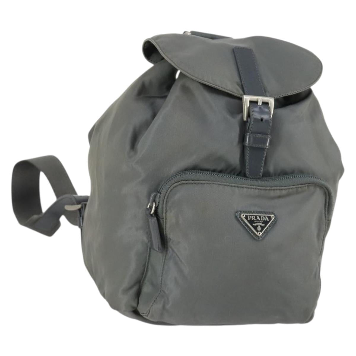PRADA Backpack Nylon Gray Silver