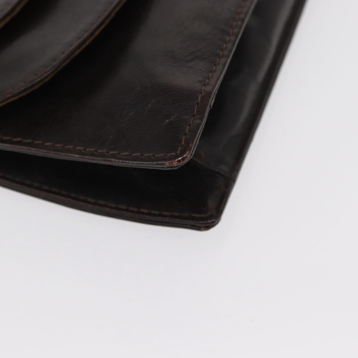 FENDI Shoulder Bag Leather Brown Gold