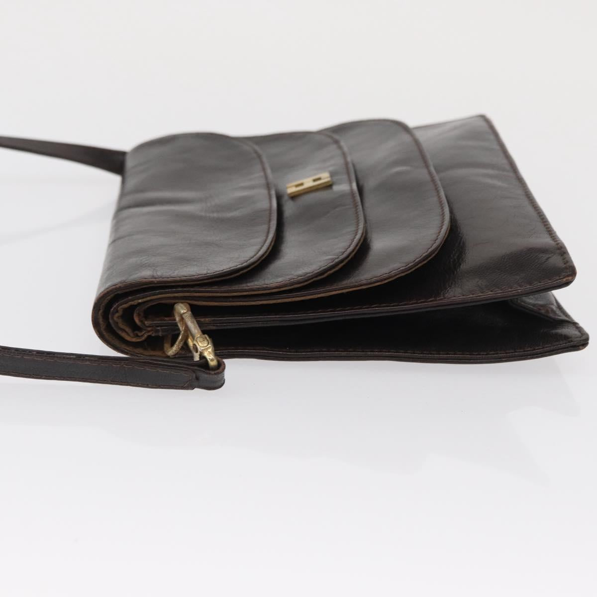 FENDI Shoulder Bag Leather Brown Gold