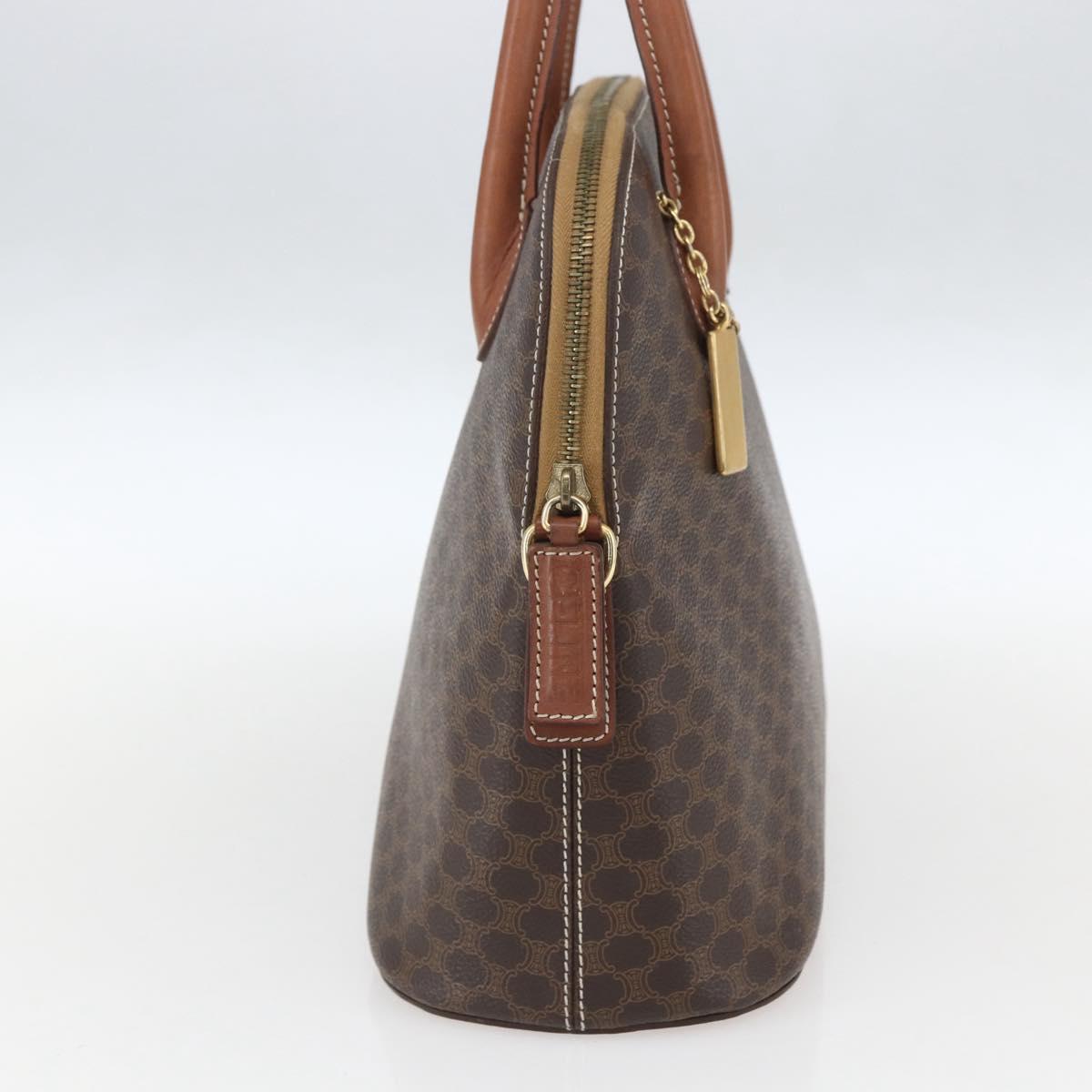 CELINE Macadam Canvas Hand Bag PVC Leather Brown Gold
