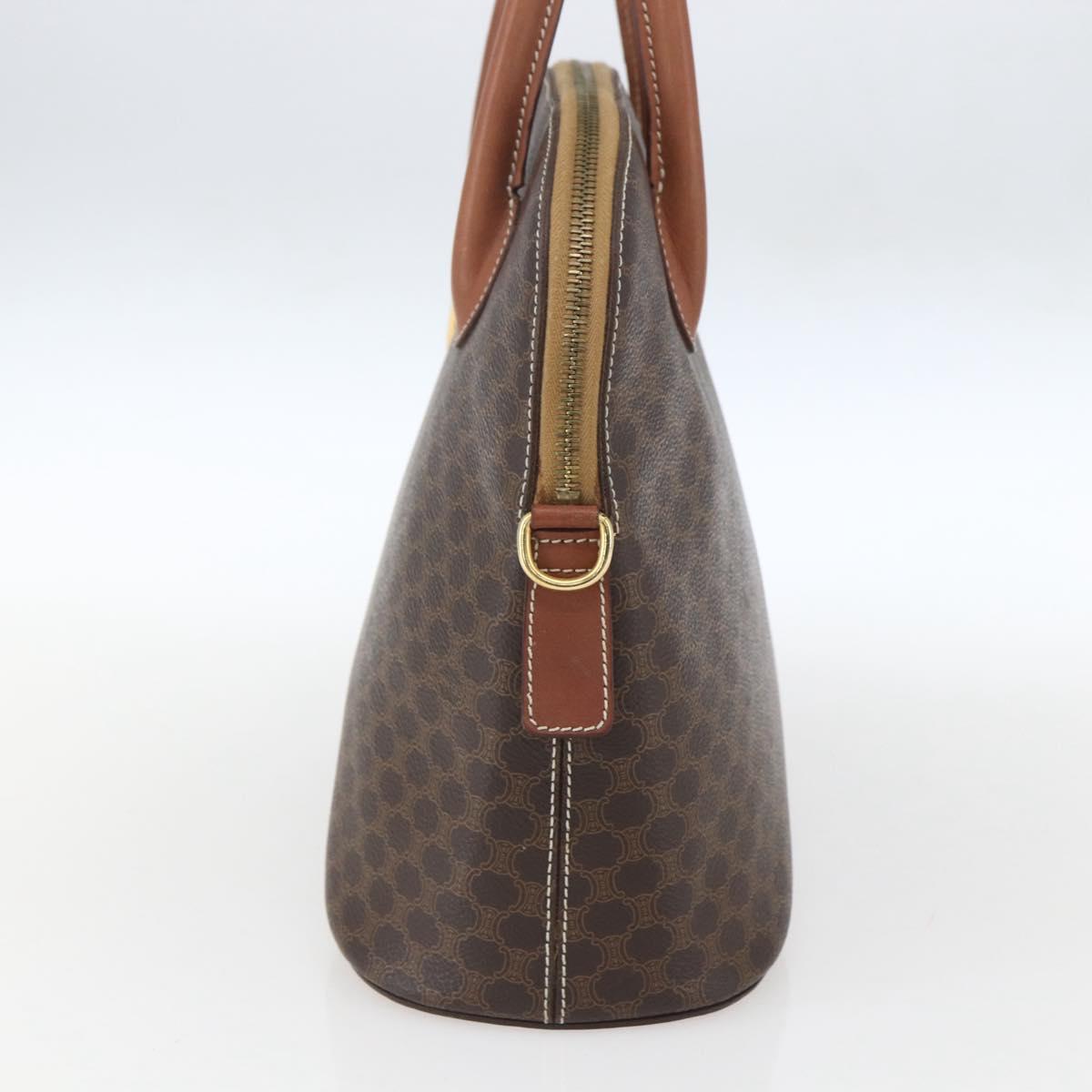 CELINE Macadam Canvas Hand Bag PVC Leather Brown Gold
