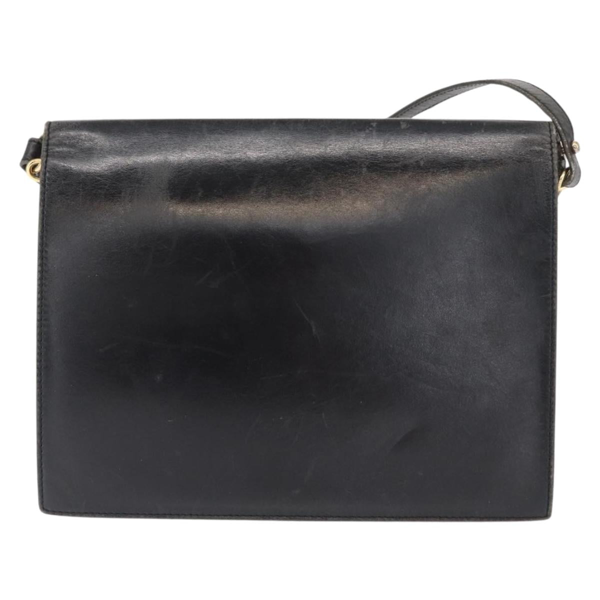 SAINT LAURENT Shoulder Bag Leather Black Gold