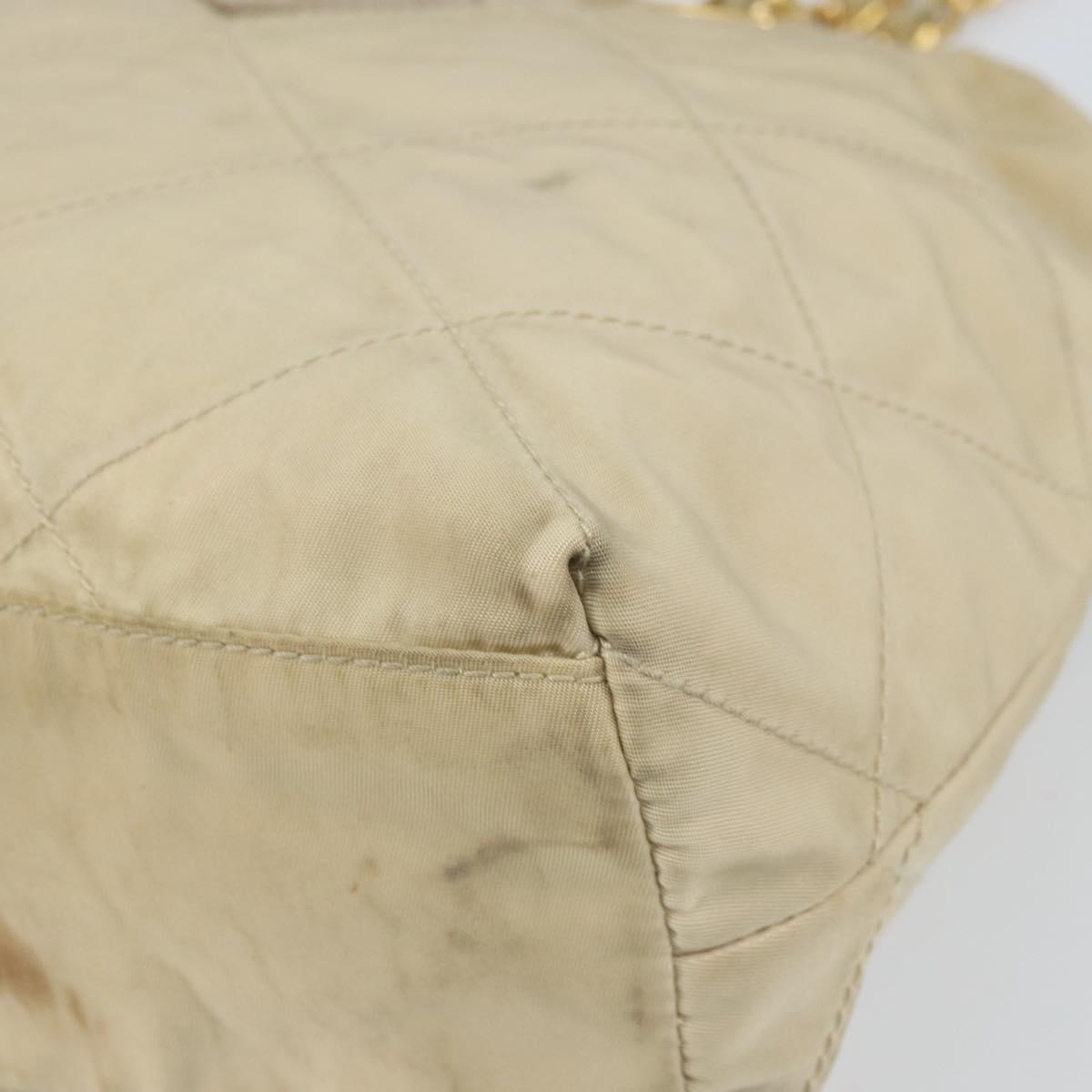 PRADA Chain Shoulder Bag Nylon Beige Gold