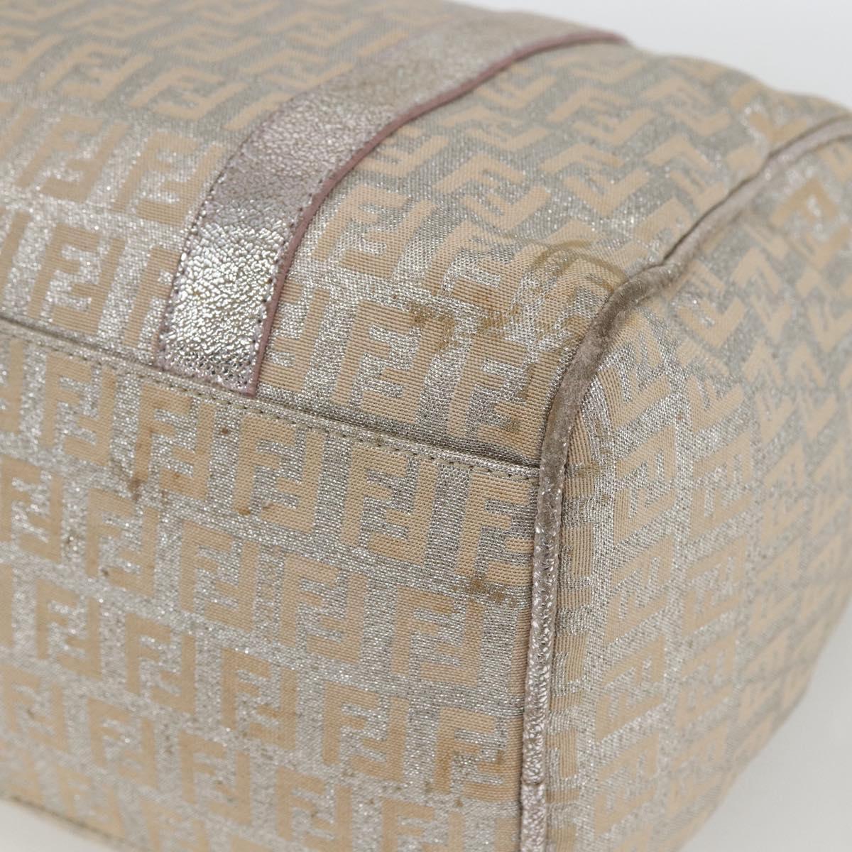 FENDI Zucchino Canvas Boston Bag Silver