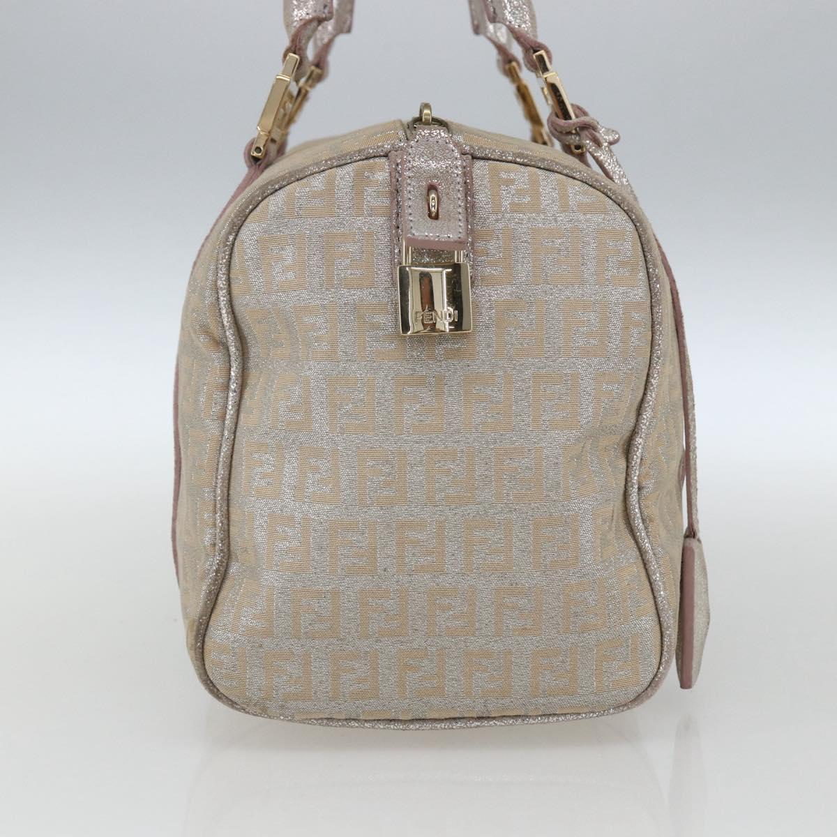 FENDI Zucchino Canvas Boston Bag Silver