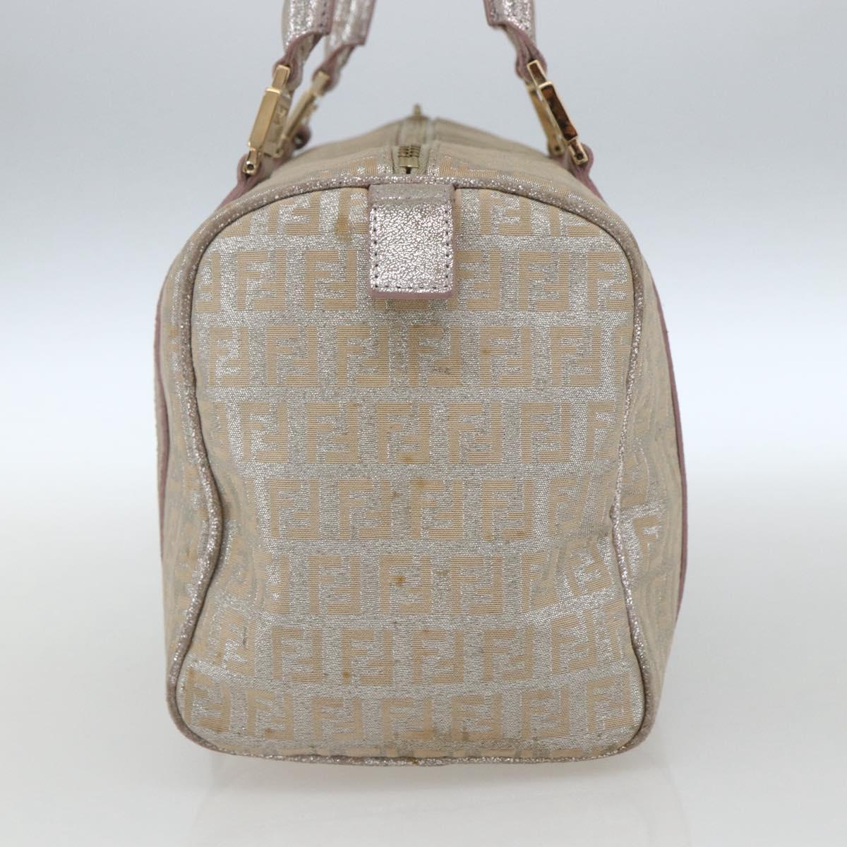 FENDI Zucchino Canvas Boston Bag Silver
