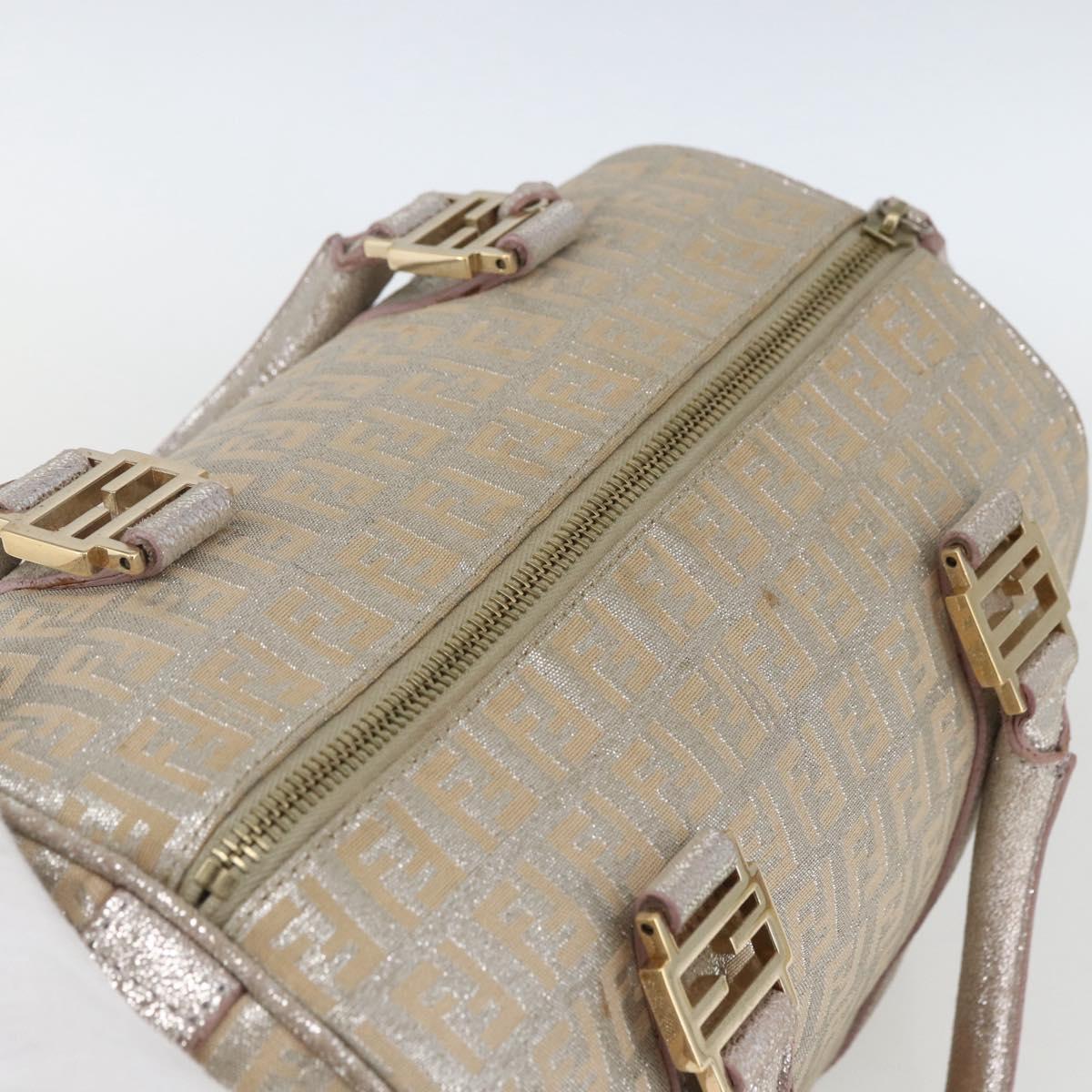 FENDI Zucchino Canvas Boston Bag Silver