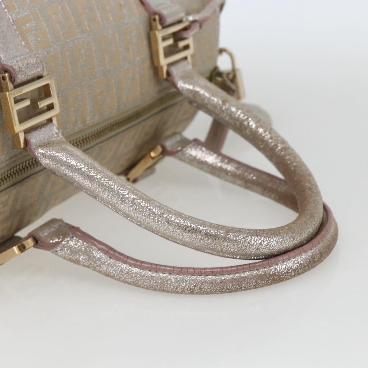 FENDI Zucchino Canvas Boston Bag Silver