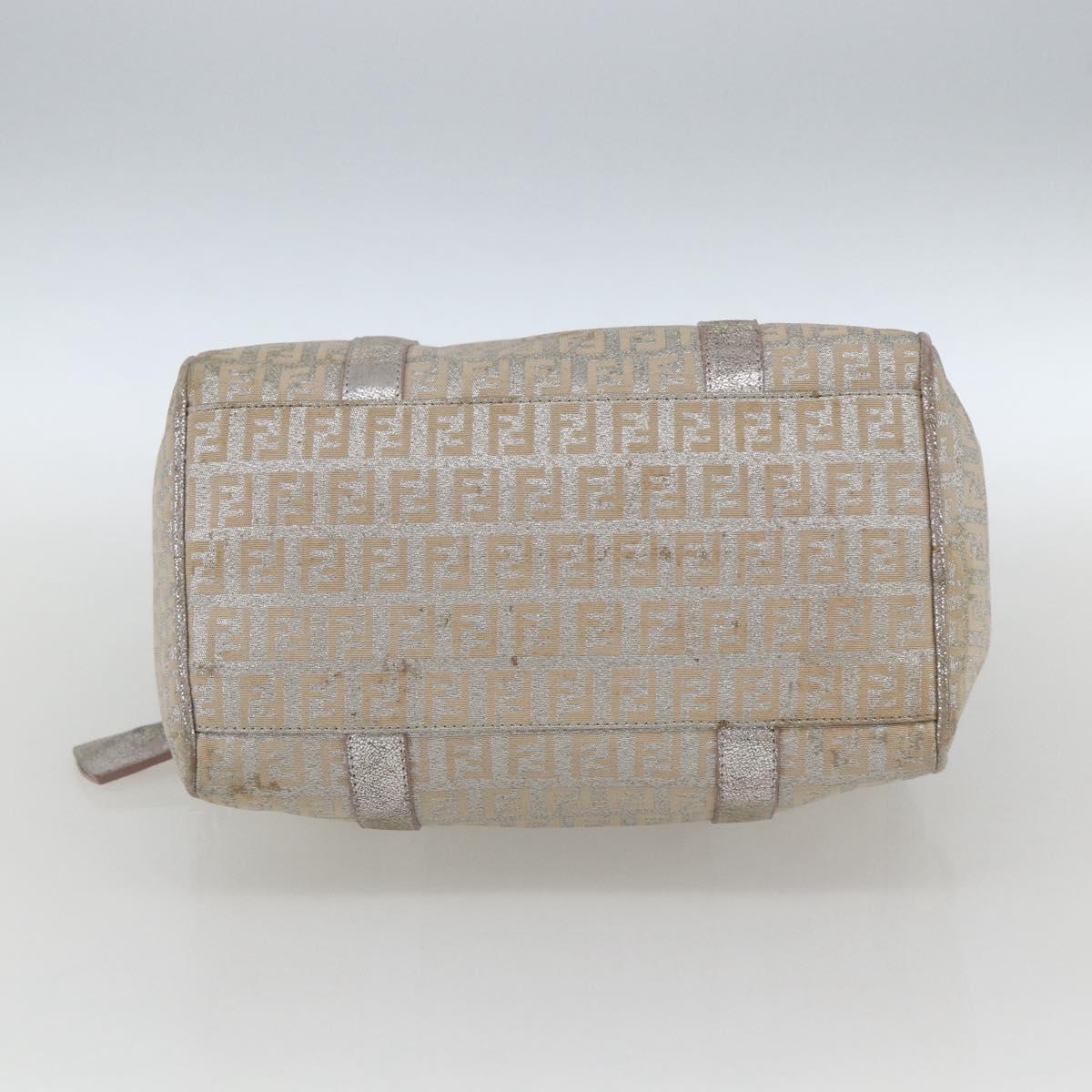 FENDI Zucchino Canvas Boston Bag Silver