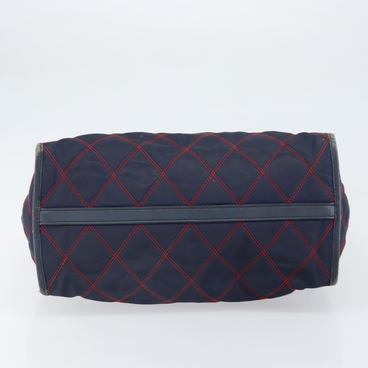 PRADA Hand Bag Nylon Navy Gold